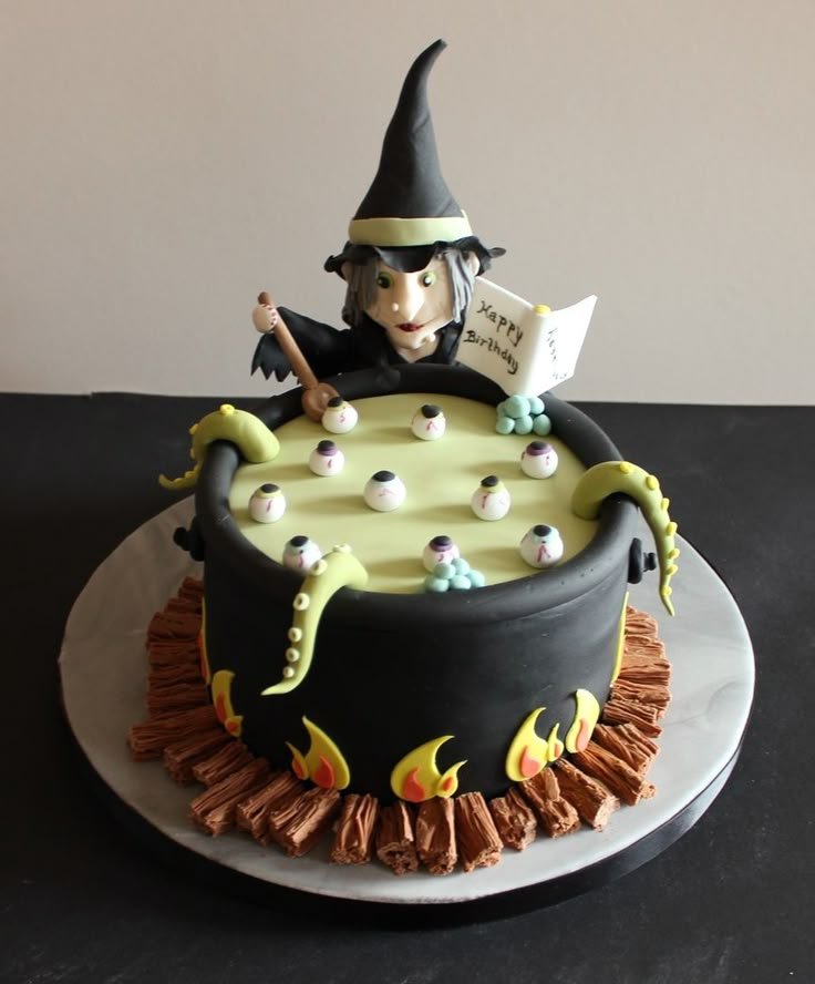 Witch on Top Birthday Cake | Halloween Special | Halloween witch themed cake, Halloween cake ideas, Halloween cake decorating