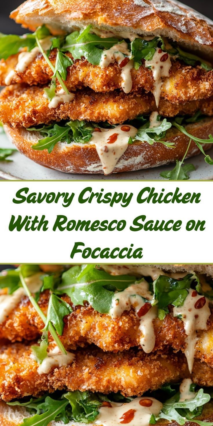 Savory Crispy Chicken with Romesco Sauce on Focaccia