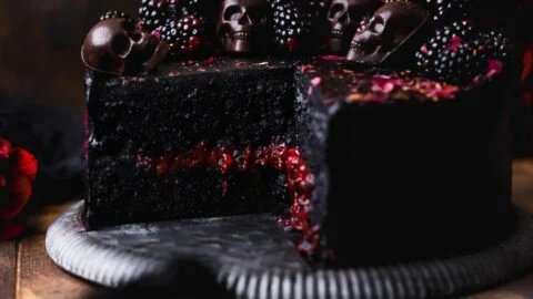 Spooky Black Velvet Halloween Cake