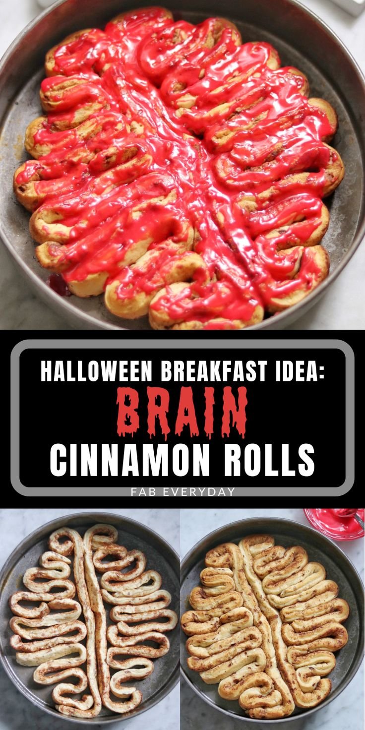 Easy Halloween Cinnamon Rolls: Cinnamon Roll Brains