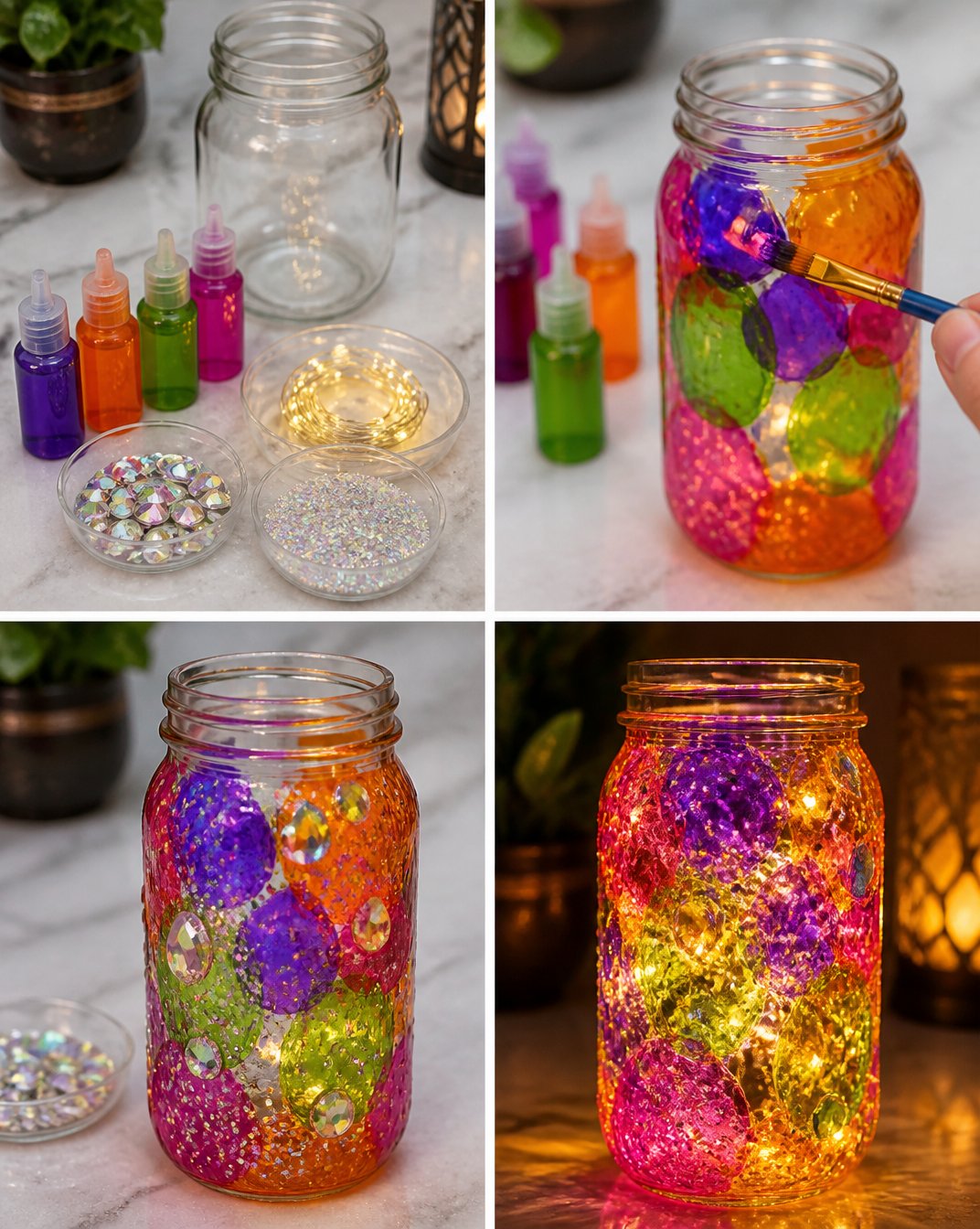 Glowing Rainbow Potion Crystal Jar