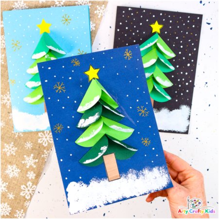 Paper Circle Christmas Tree Card - Homemade Christmas Card - Arty Crafty Kids