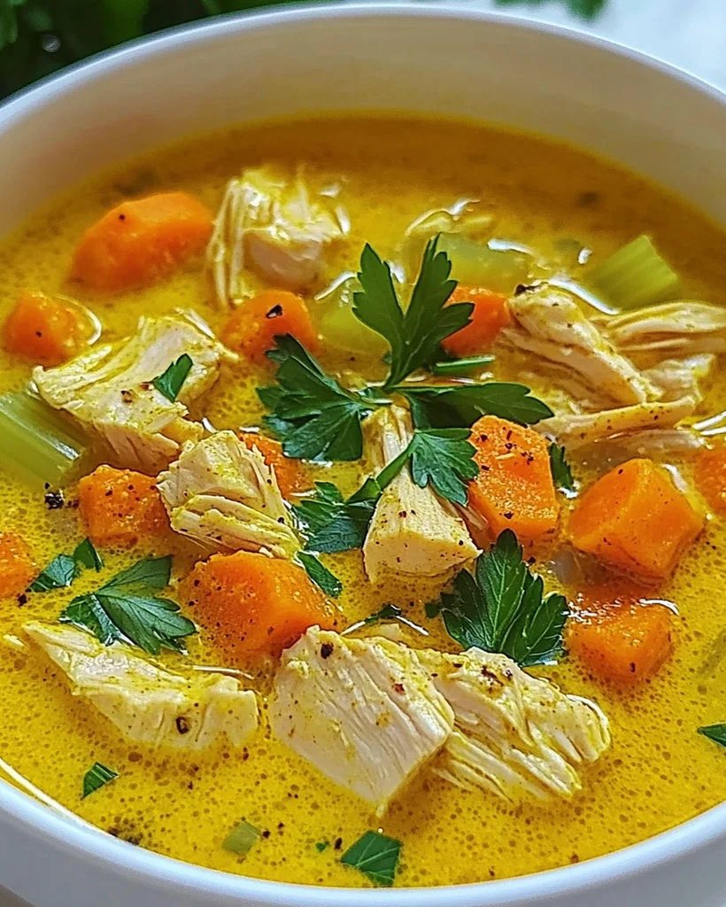 Recette de soupe au poulet au curcuma anti-inflammatoire