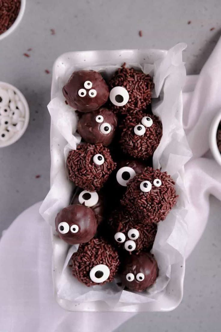 Double Chocolate Brownie Truffles | Halloween Desserts | Chocolate monsters, Halloween truffle, Adorable chocolate truffles