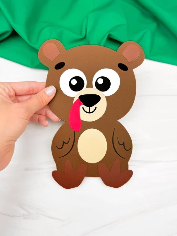 Turkey Disguise Bear Craft For Kids (Free Printable Template)