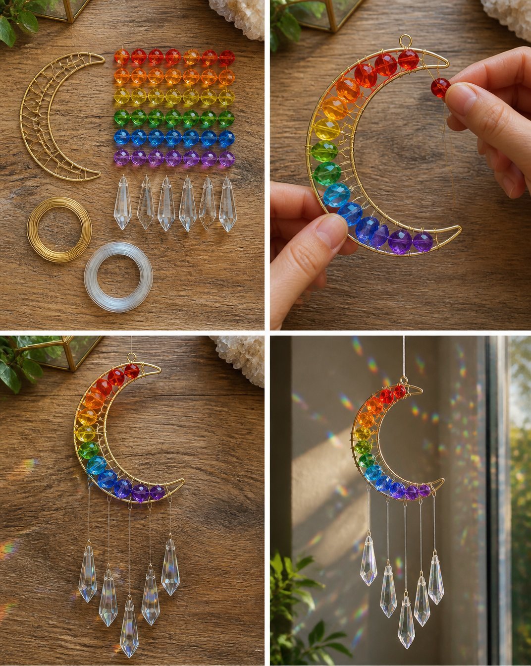 Rainbow Prism Crystal Moon Suncatcher 3 Rainbow Prism Crystal Moon Suncatcher