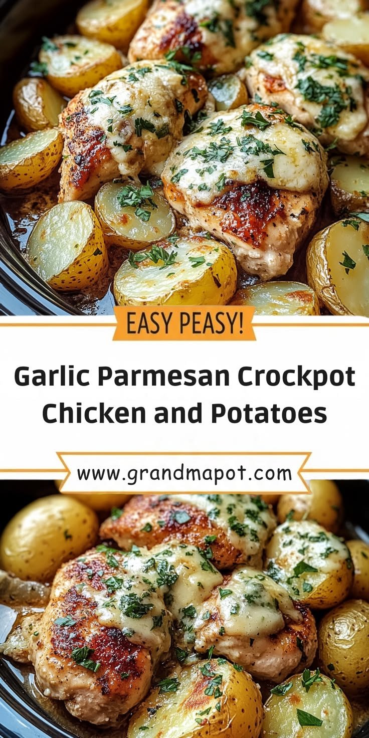 Garlic Parmesan Crockpot Chicken and Potatoes: A Comforting One-Pot Meal Recipe