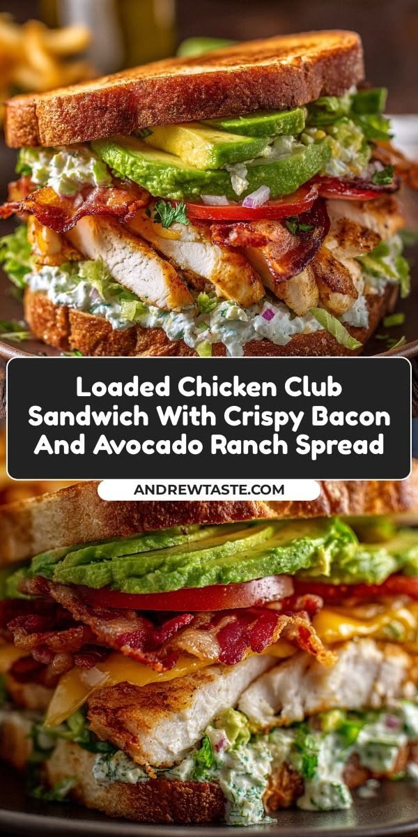 Loaded Chicken Club Sandwich with Crispy Bacon and Avocado Ranch Spread