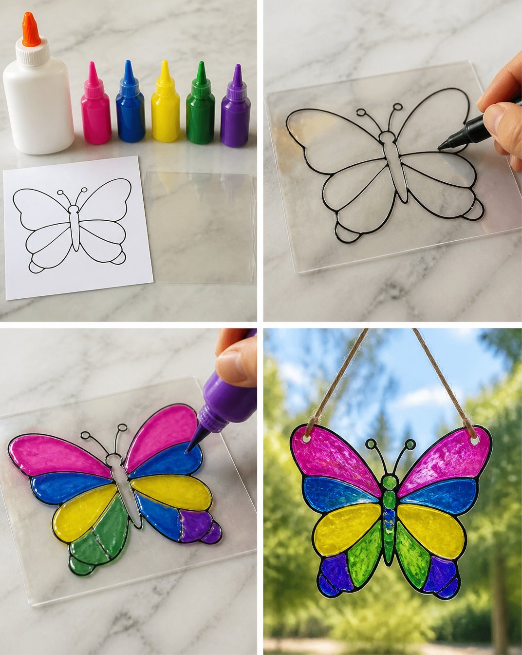 Rainbow Glue Butterfly Suncatcher Turns Cozy 5 Rainbow Glue Butterfly Suncatcher