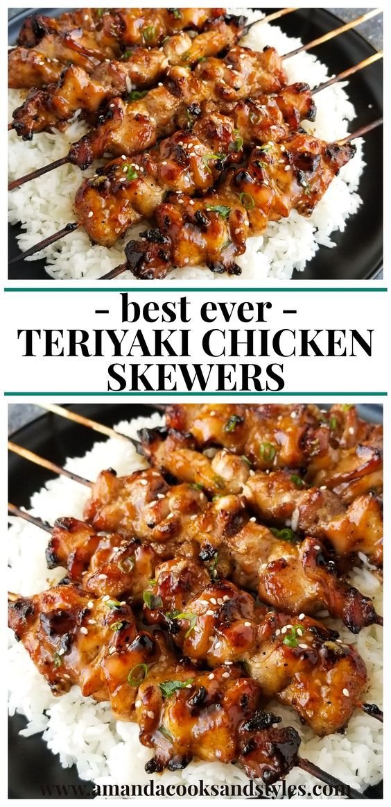 Teriyaki Chicken Skewers Recipe | Healthy Chicken Skewer Recipes, Chicken Skewer Meal Ideas, Teriyaki Chicken Grilled