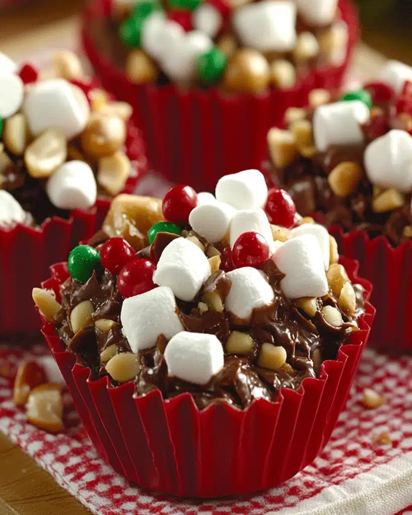 Bouch&eacute;es de Rocky Road Festives : Friandises en Coupes de Bonbons de F&ecirc;te