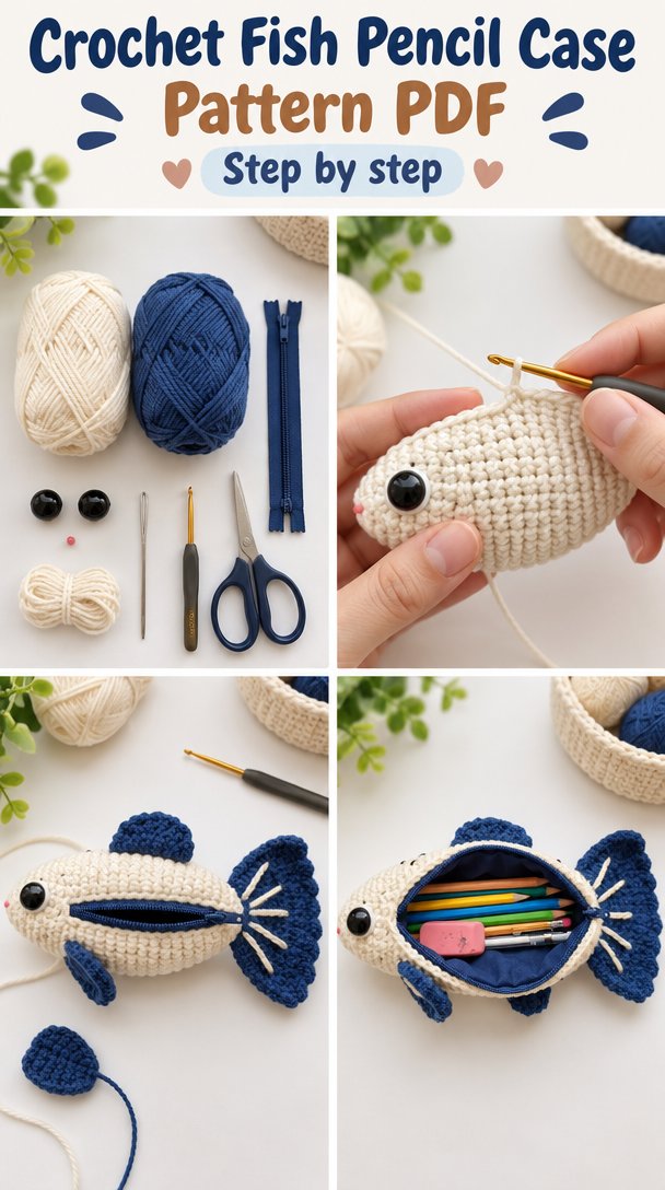 Crochet Fish Pencil Case Pattern PDF 5 Crochet Fish Pencil Case Pattern PDF