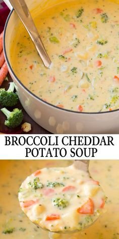 Creamy Cheddar Broccoli Potato Soup Recipe | Broccoli cheddar soup with potatoes, Broccoli potatoes cheese soup