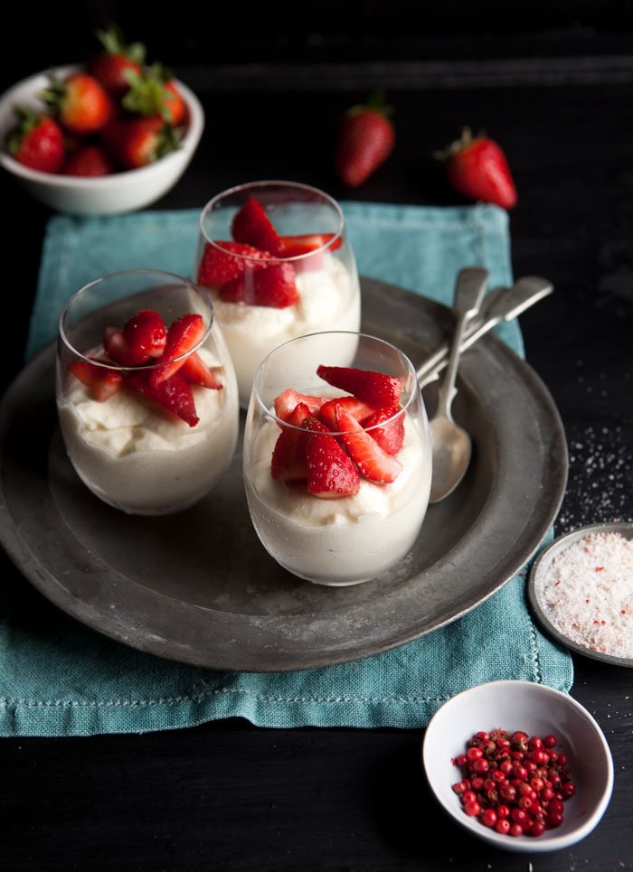 White Chocolate Mousse with Strawberries