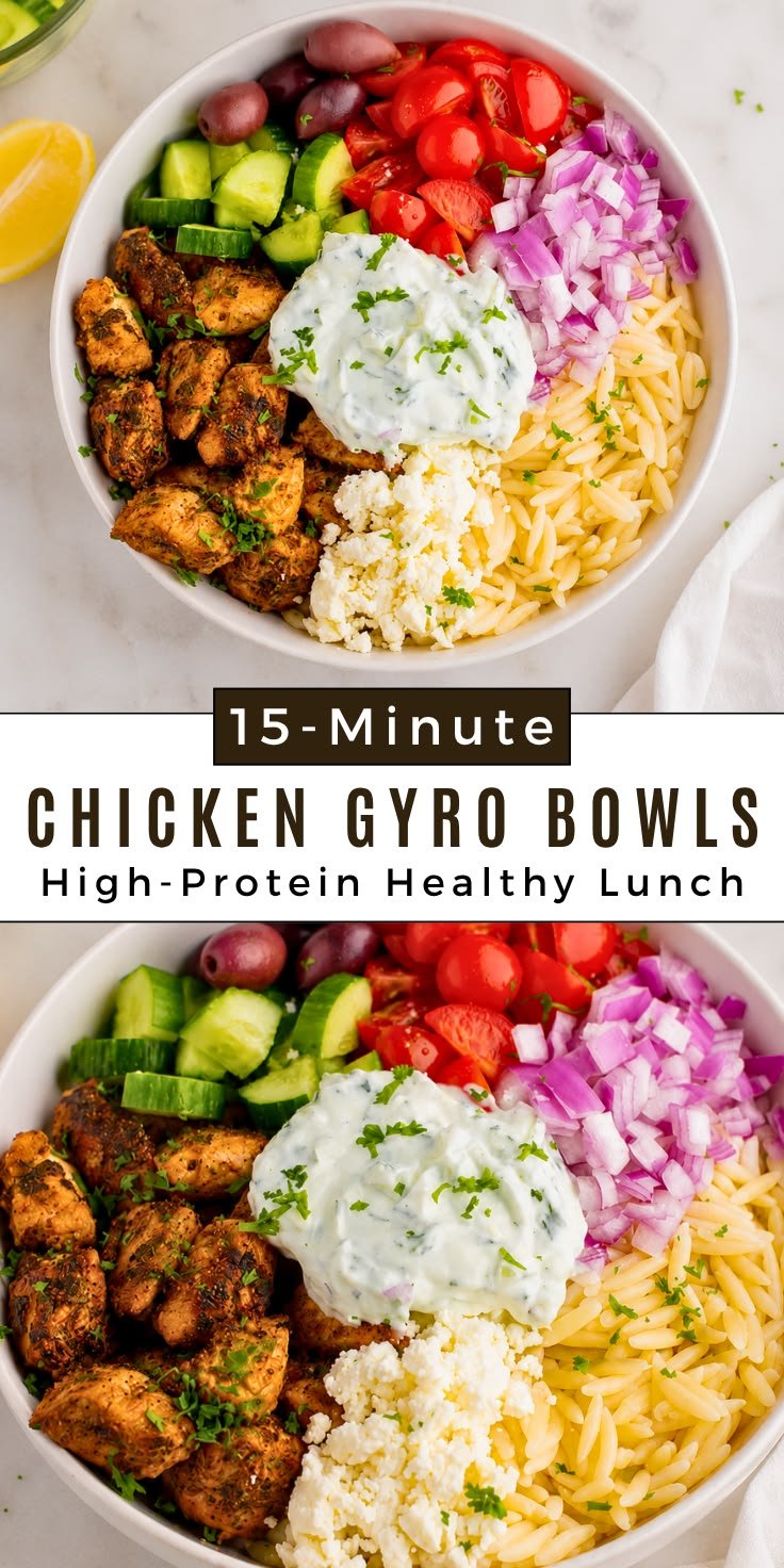 Protein-Packed Chicken Gyro Bowls in 15 Minutes