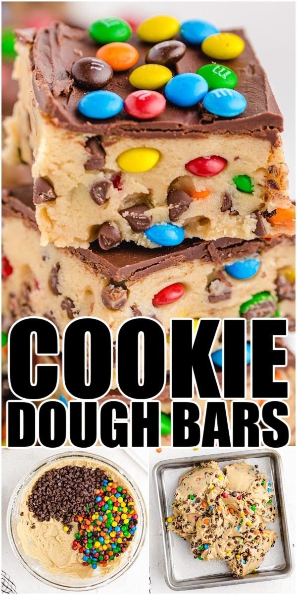 Recipe for M&M Cookie Dough | No Egg Monster Cookie Dough, Cookie Dough Bars, Edible Cookie Dough