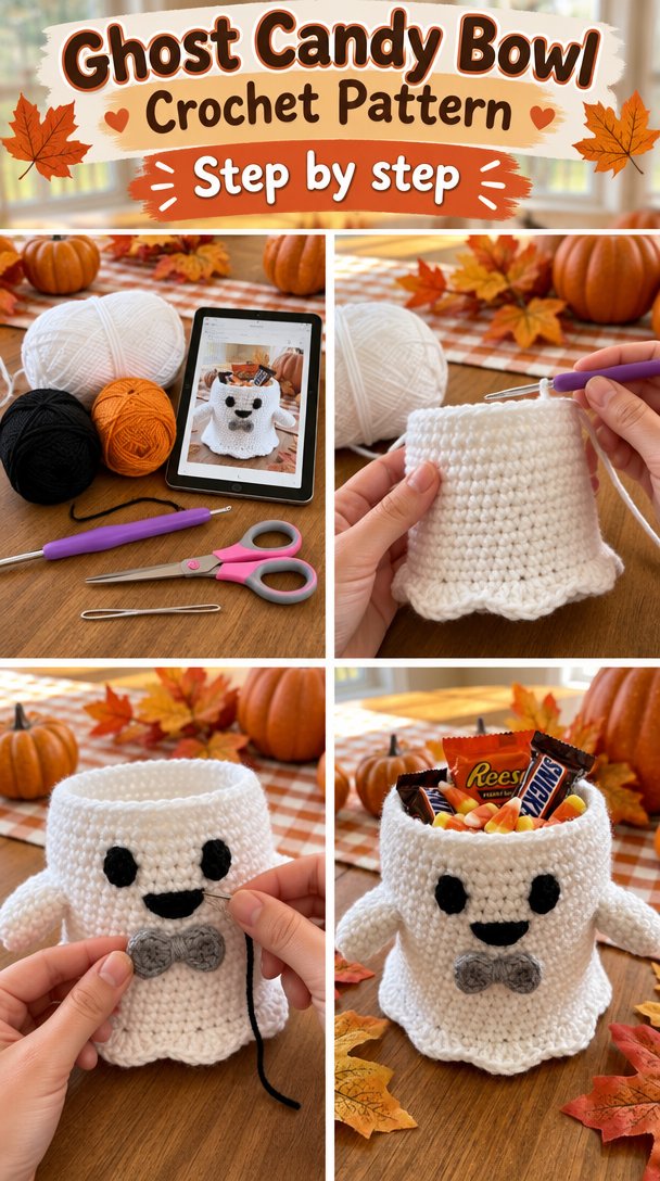 Ghost Candy Bowl Crochet Pattern