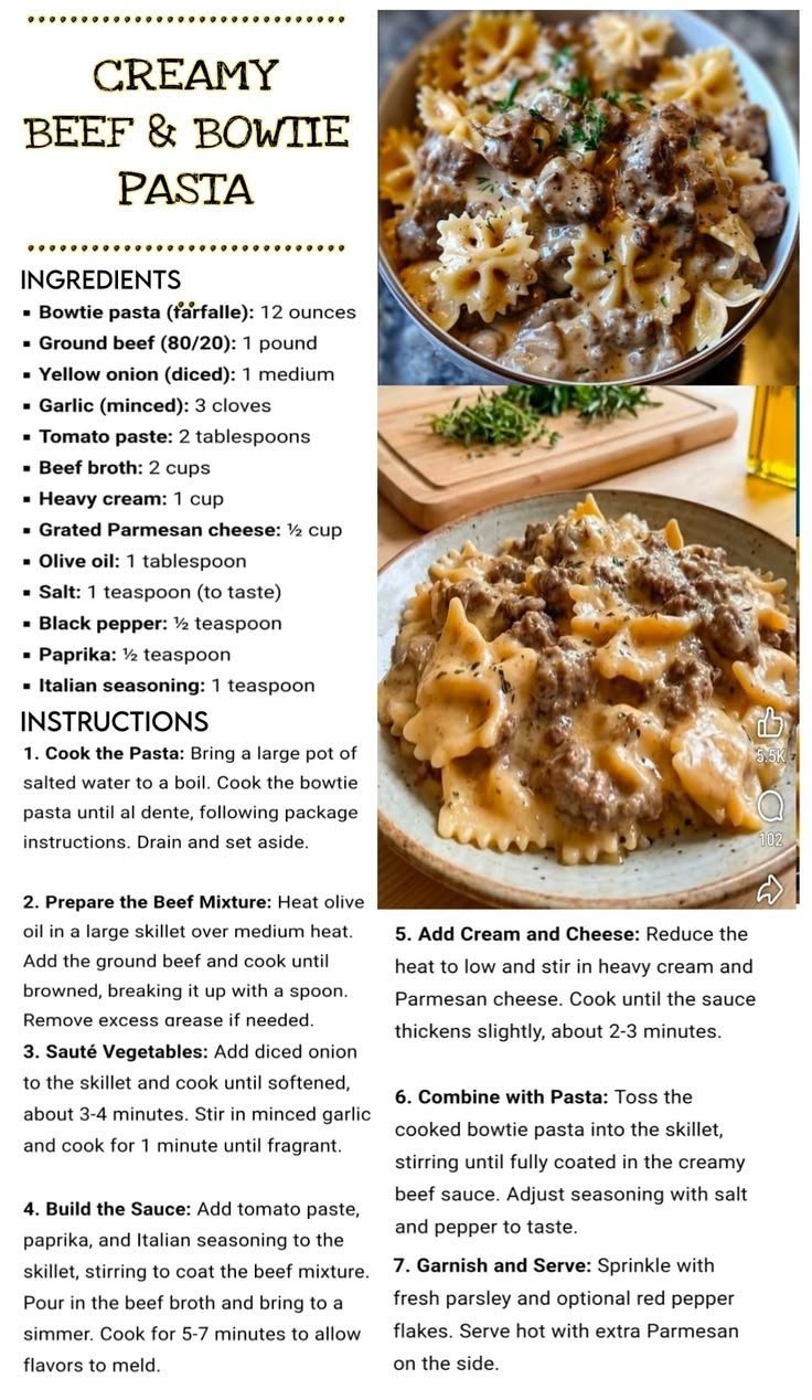 Bowtie Pasta with Beef