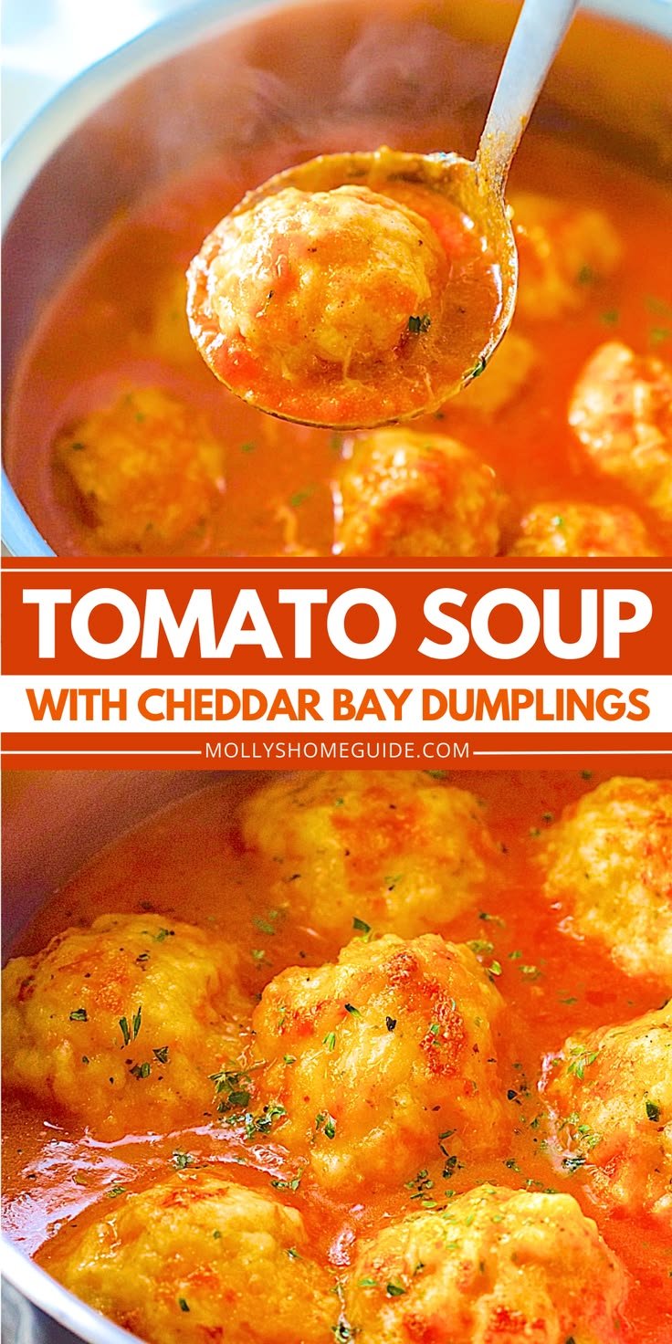 Creamy Tomato Soup & Cheesy Cheddar Bay Dumplings: A Comforting Delight!