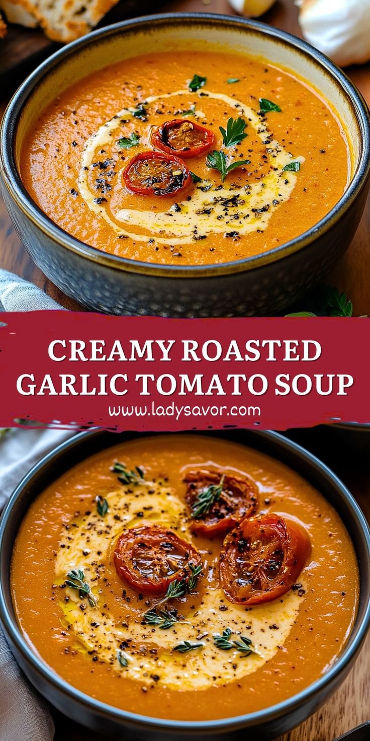 Roasted garlic tomato soup recipe | Soups and stews, Recipes to try, Recipes to cook