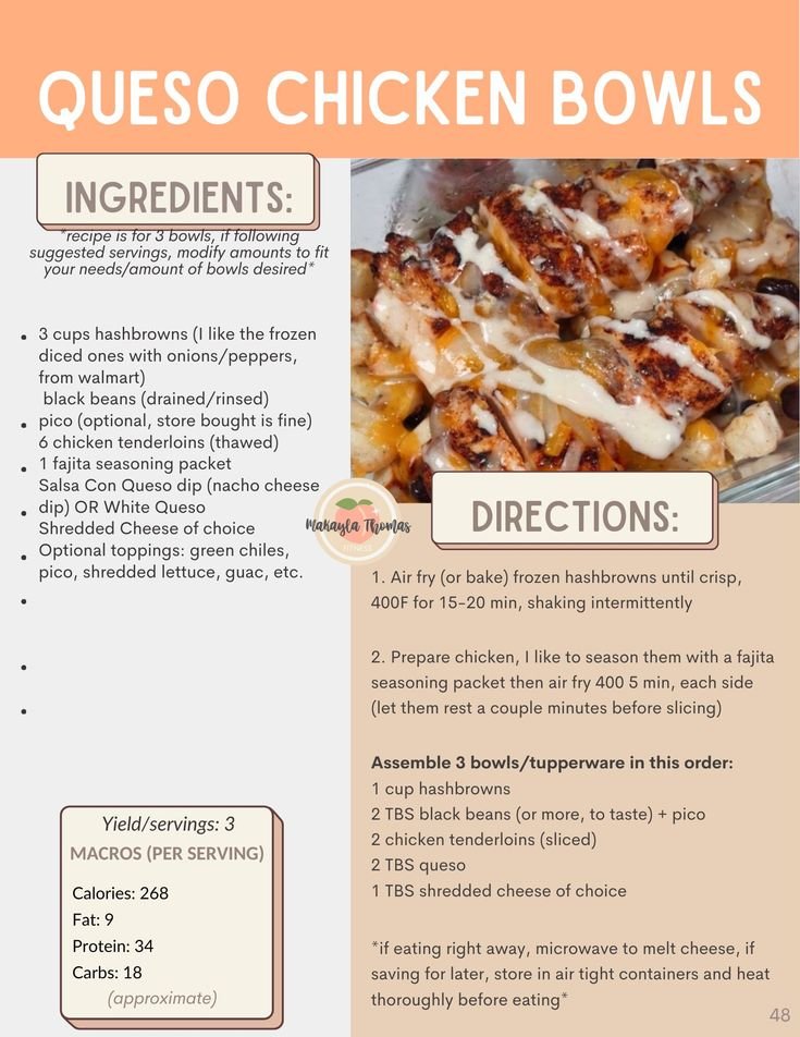 queso chicken bowl