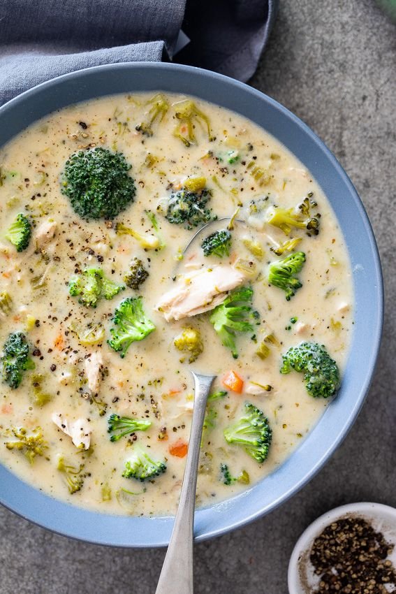 Easy Healthy Chicken Broccoli Soup Recipe | Broccoli cauliflower, A bowl of soup