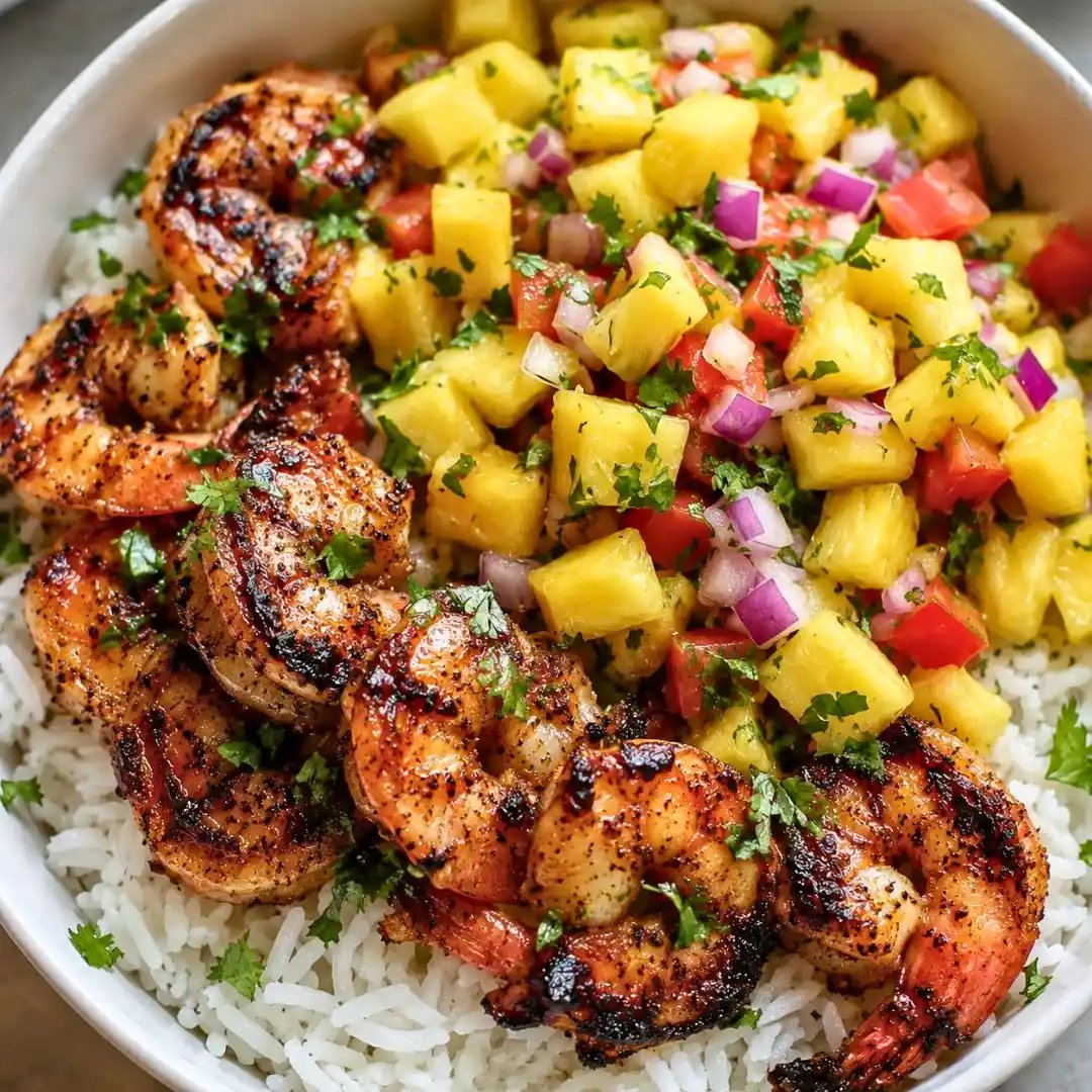 Easy 35-Minute Shrimp Rice Bowl with Pineapple Salsa