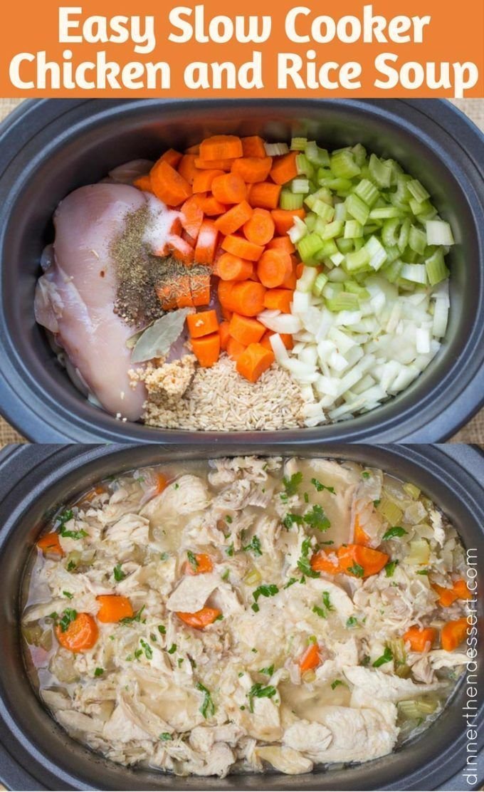 Slow cooker chicken and rice soup recipes | Easy chicken and rice soup crock pots, Brown rice and chicken, Slow cooker meals