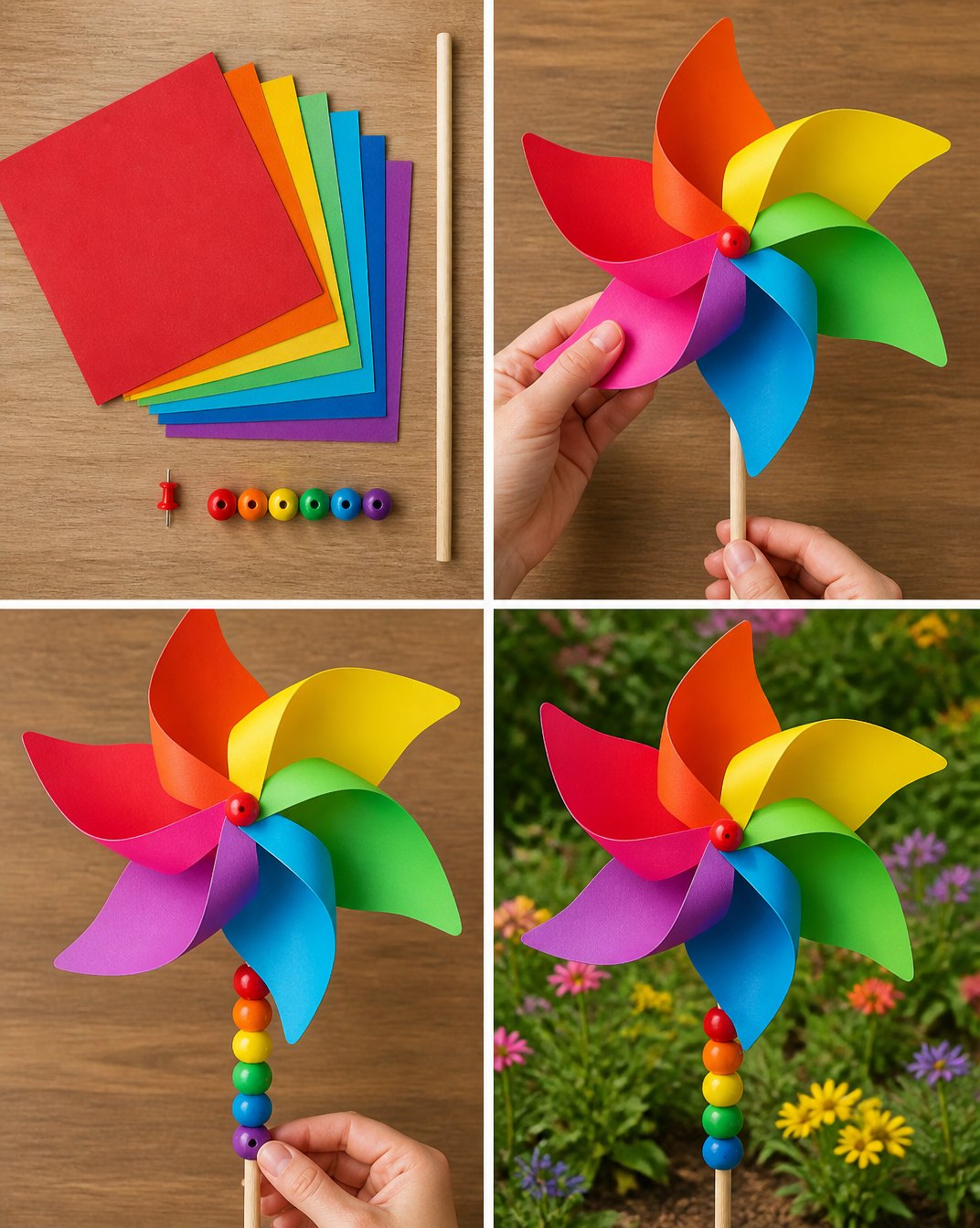 Big Rainbow Pinwheel Garden Stake for Outdoor Yard Decor 19 Large Rainbow Pinwheel Garden Stake for Outdoor Decor