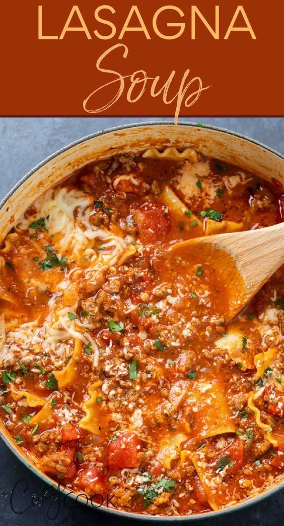 Lasagna Soup Recipe: Cozy and Hearty | Cheesy lasagna soup ideas, Soups recipes lasagna, Lasagna soup dutch oven