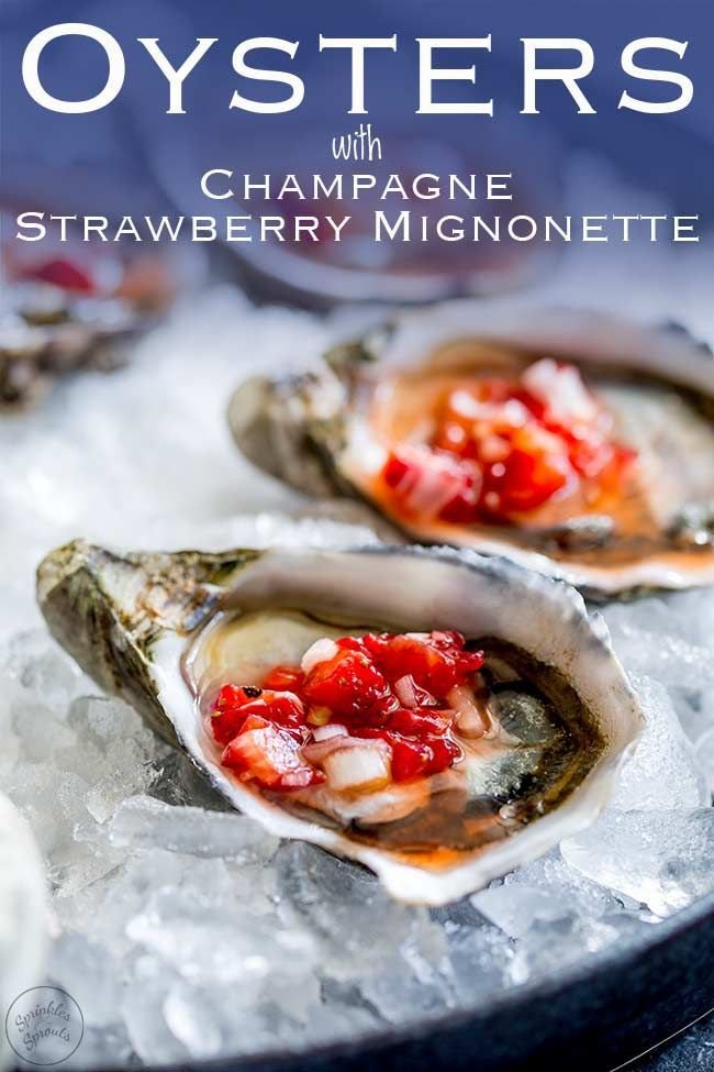 Recette d'hu&icirc;tres avec mignonnette de champagne aux fraises | Hu&icirc;tres avec caviar et cr&egrave;me, Hu&icirc;tres avec mignonnette de champagne, Hu&icirc;tres fra&icirc;ches avec sauce mignonnette.