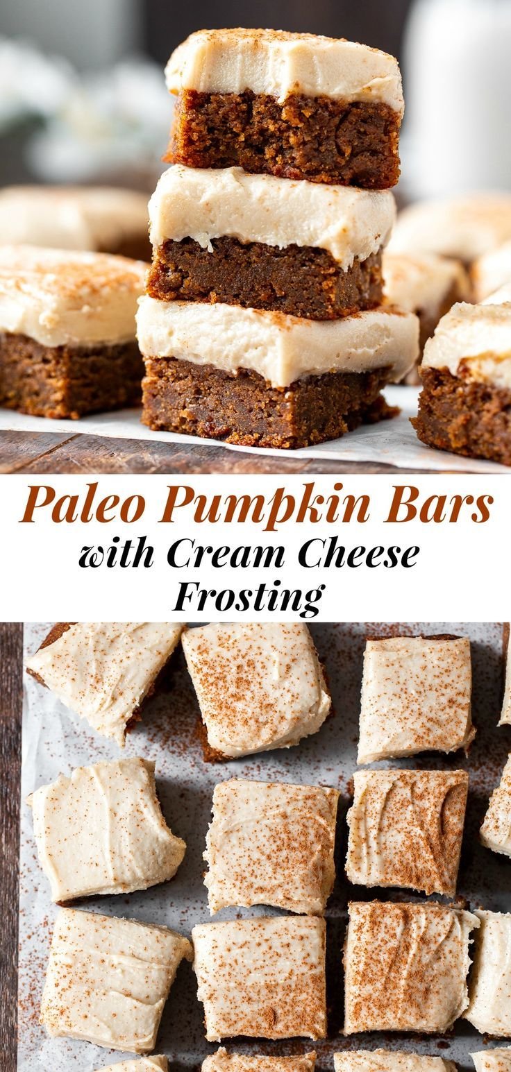 Pumpkin Bars with Cream Cheese Frosting {Paleo}