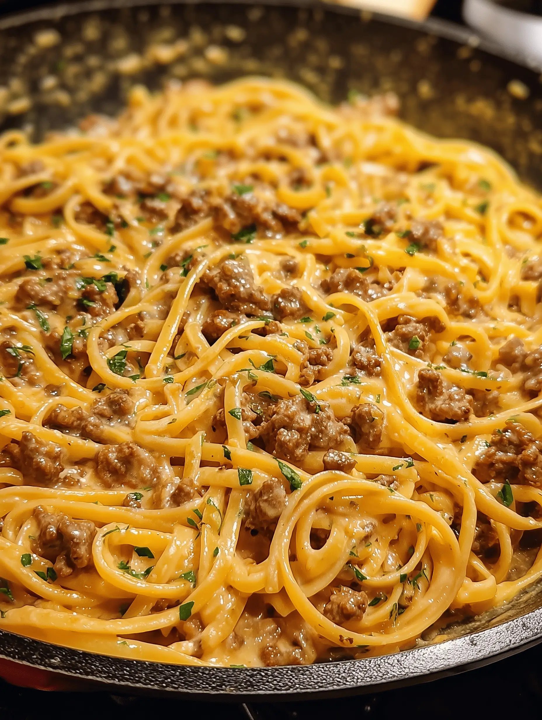 One Pot Creamy Beef and Garlic Butter Pasta