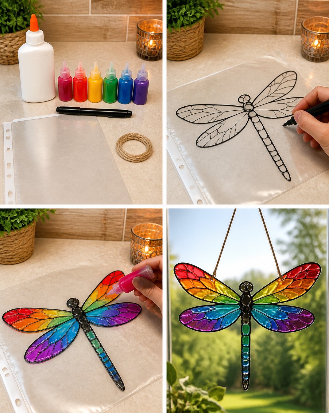 Rainbow Crystal Dragonfly Stained Glass Window Decor 16 Crystal Rainbow Dragonfly Stained-Glass Window Decor