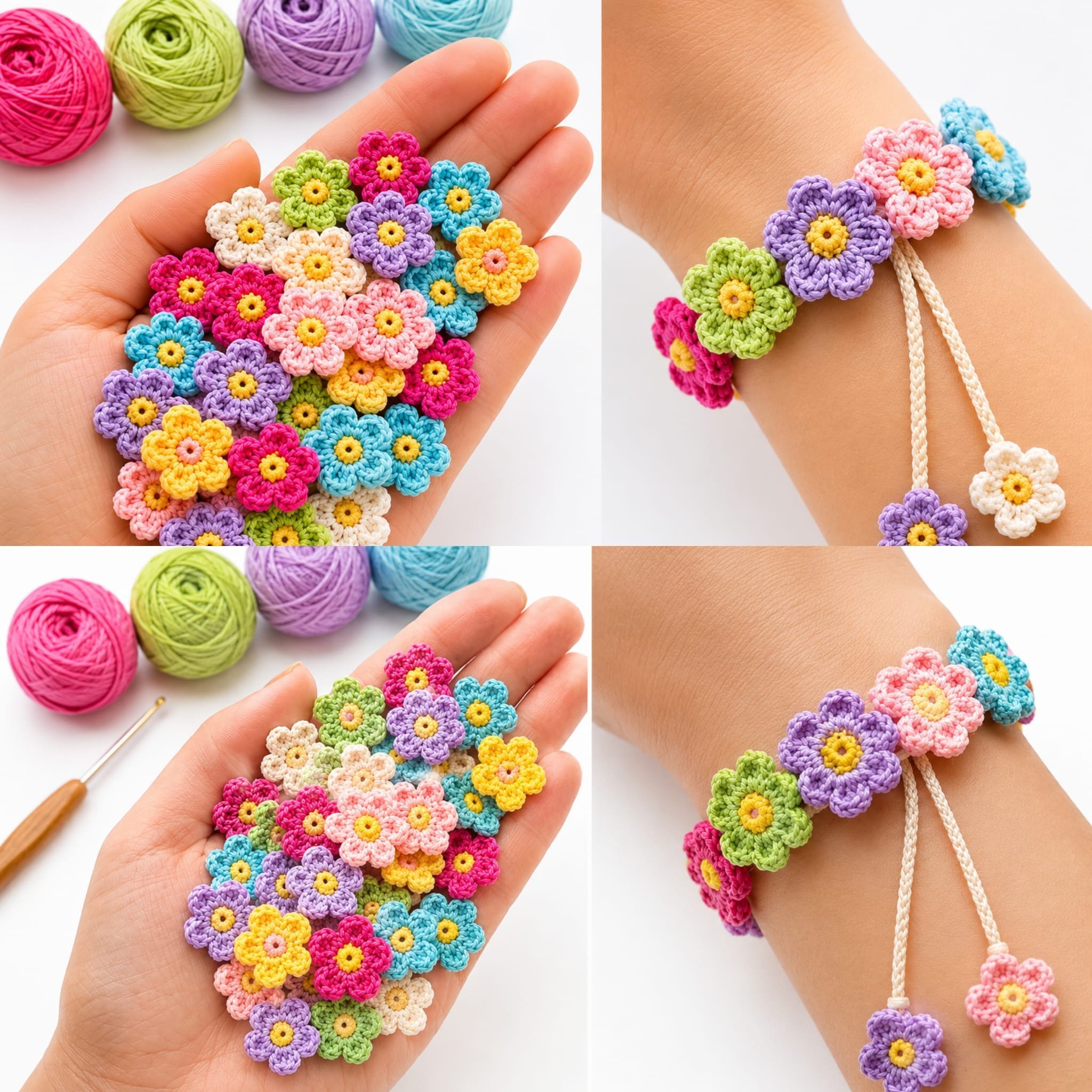 Crochet Tiny Flower Bracelet: A Cute DIY Accessory