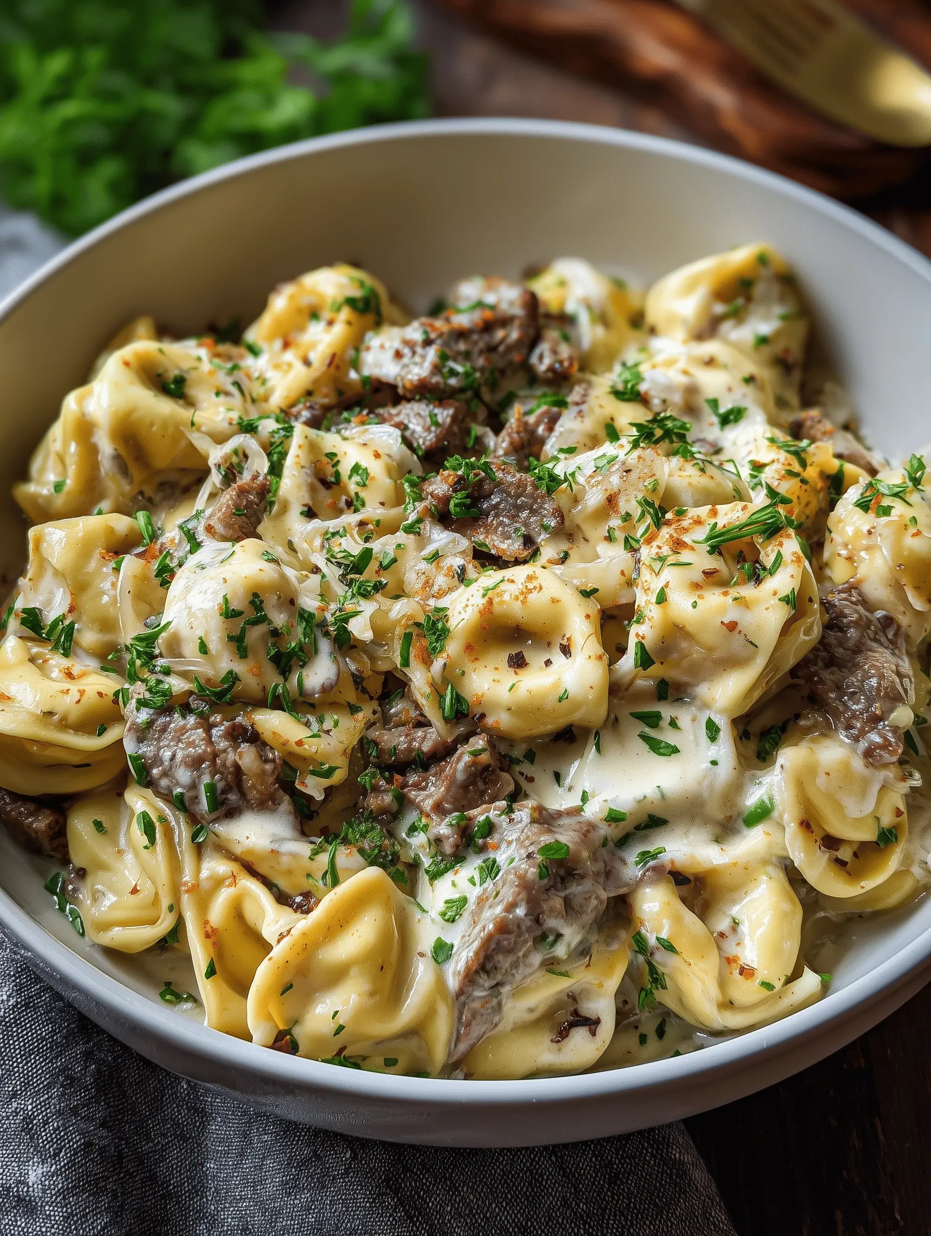 Philly Cheesesteak Tortellini Pasta