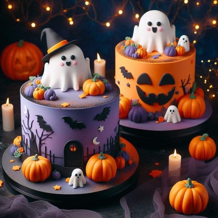Spooky Halloween Cakes with Ghost Faces | Halloween birthday cake design, Baby halloween cake, Cute halloween cakes