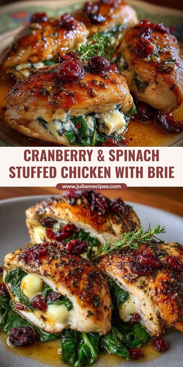 Cranberry & Spinach Stuffed Chicken with Brie