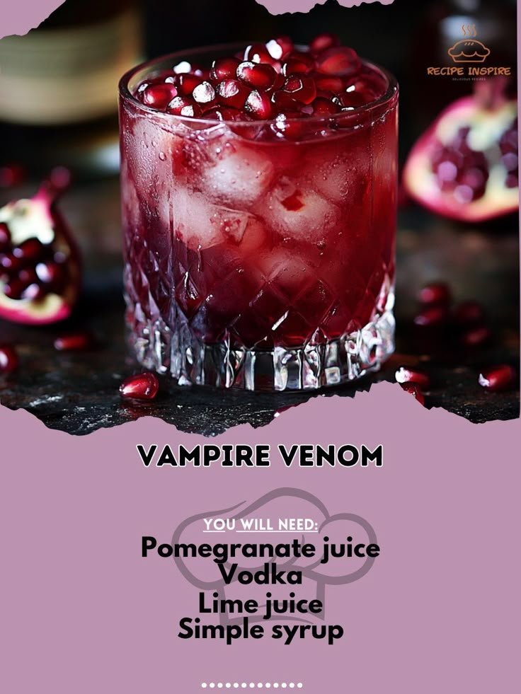 Awaken your taste buds with Vampire Venom! This blood-red cocktail is perfect for Halloween night! 🧛‍♂️🍷 #HalloweenCoc… | Blood themed cocktails, Vampire foods, Halloween inspired cocktails