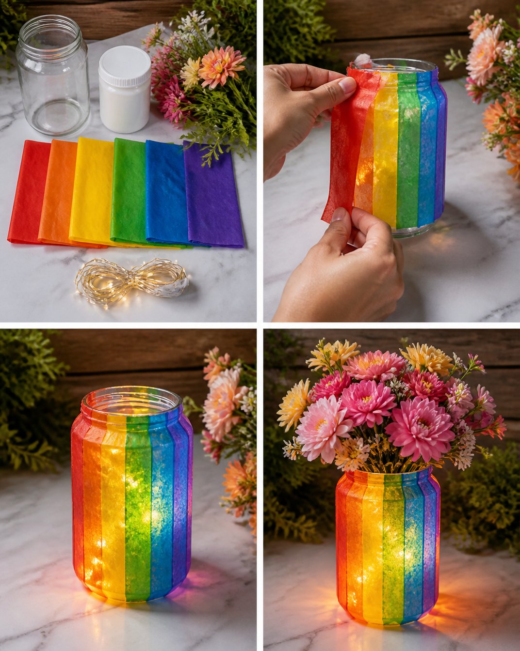 Glowing Rainbow Flower Vase