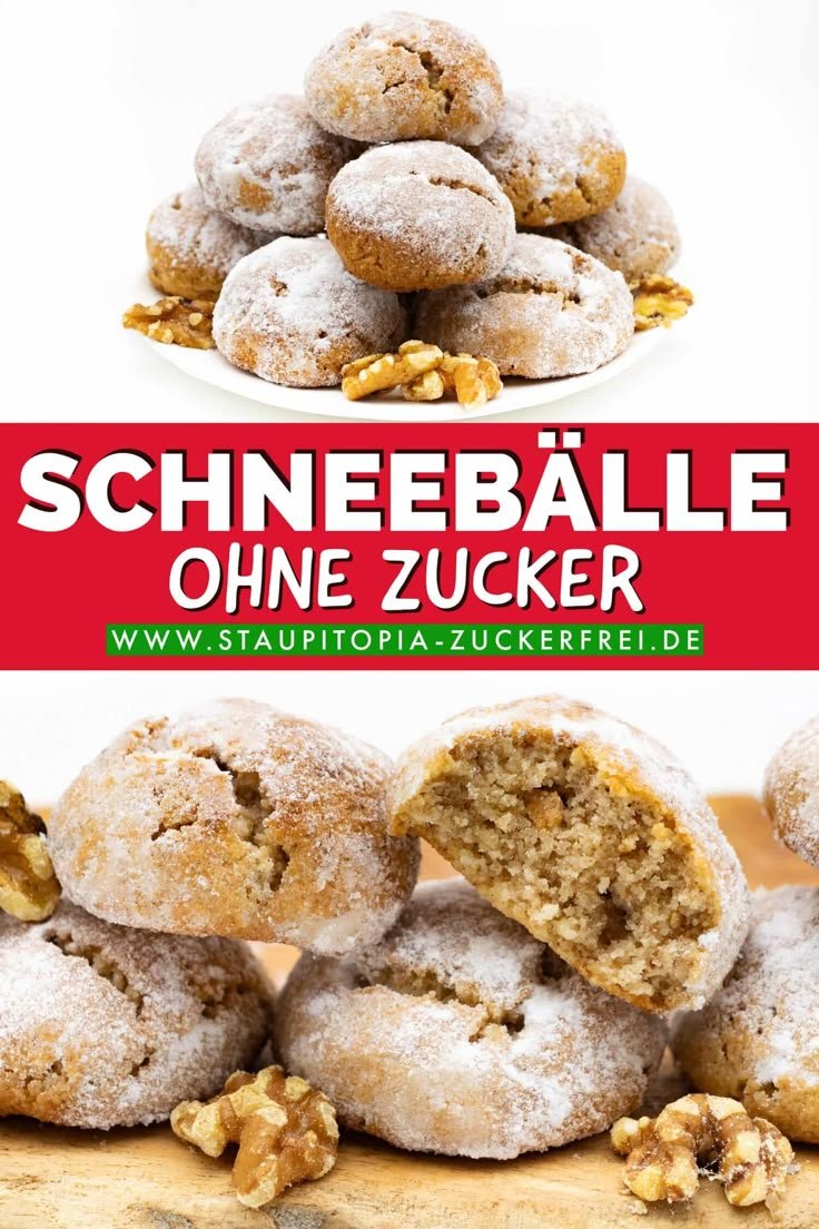 Schneebälle ohne Zucker mit Walnüssen