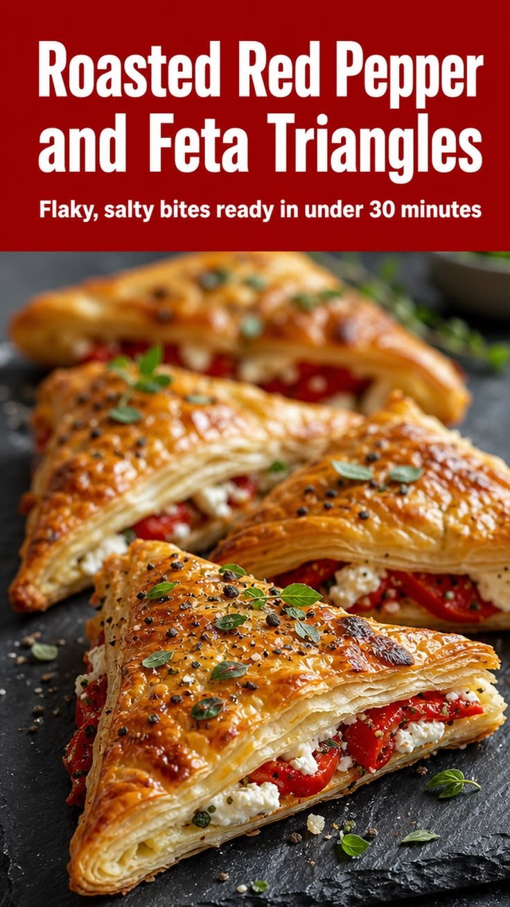 Roasted Red Pepper and Feta Triangles