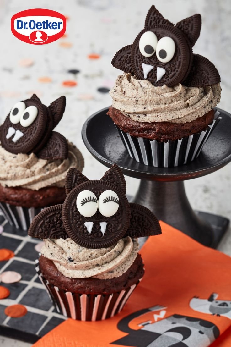 Halloween-Cupcakes mit frechen Fledermäusen | perfekt für deine Halloweenparty 🦇🧁🎃