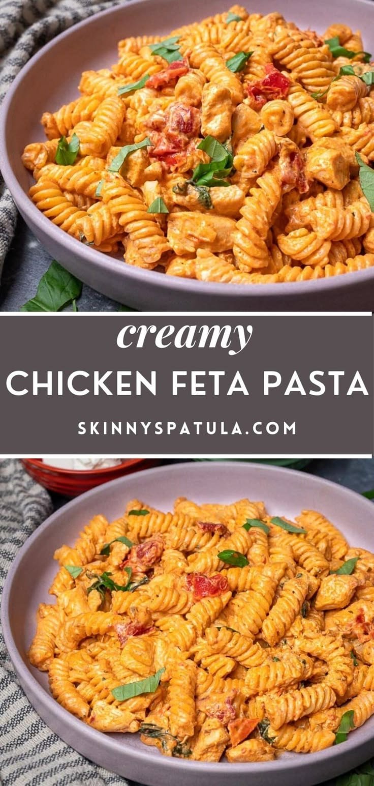 Creamy Chicken Feta Pasta – Skinny Spatula