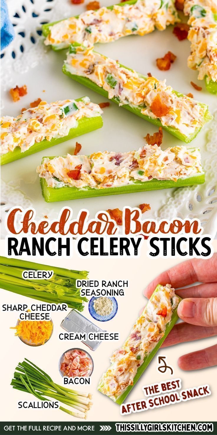 Cheddar Bacon Ranch Stuffed Celery Sticks Recipe