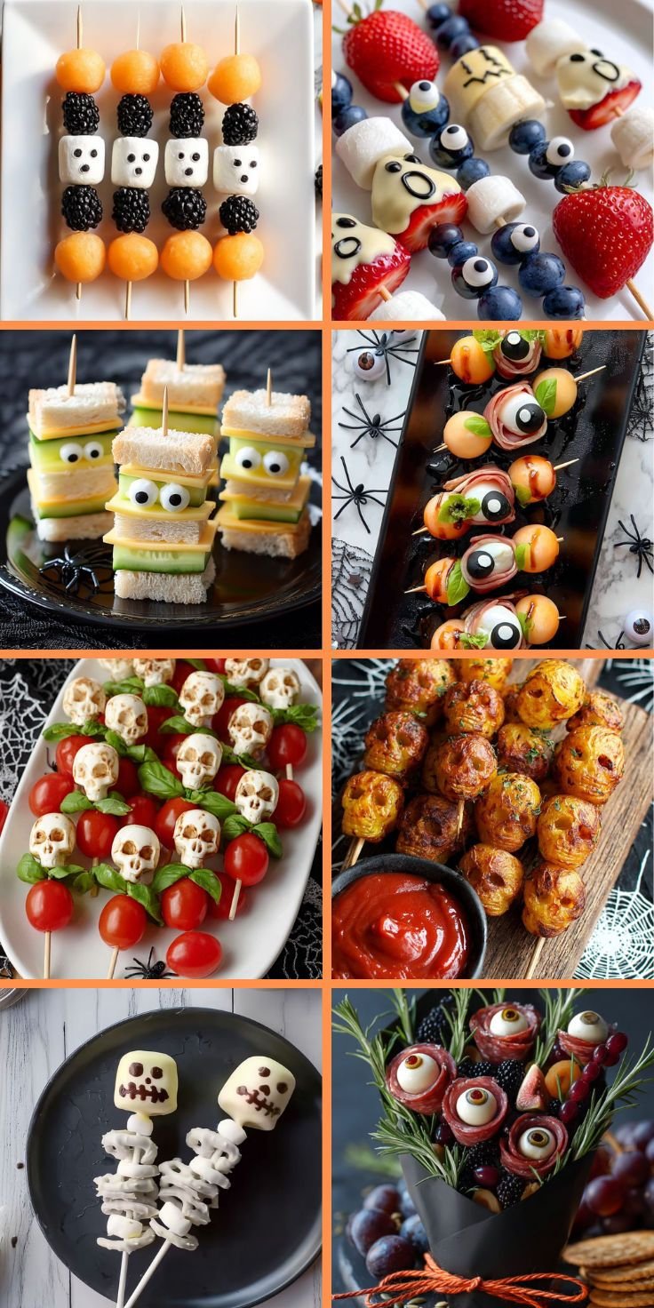 Bone-Chilling Halloween Skewers Made with Pretzel Bones and Ghost Treats
