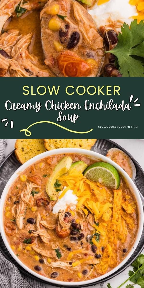 Slow Cooker Creamy Chicken Enchilada Soup
