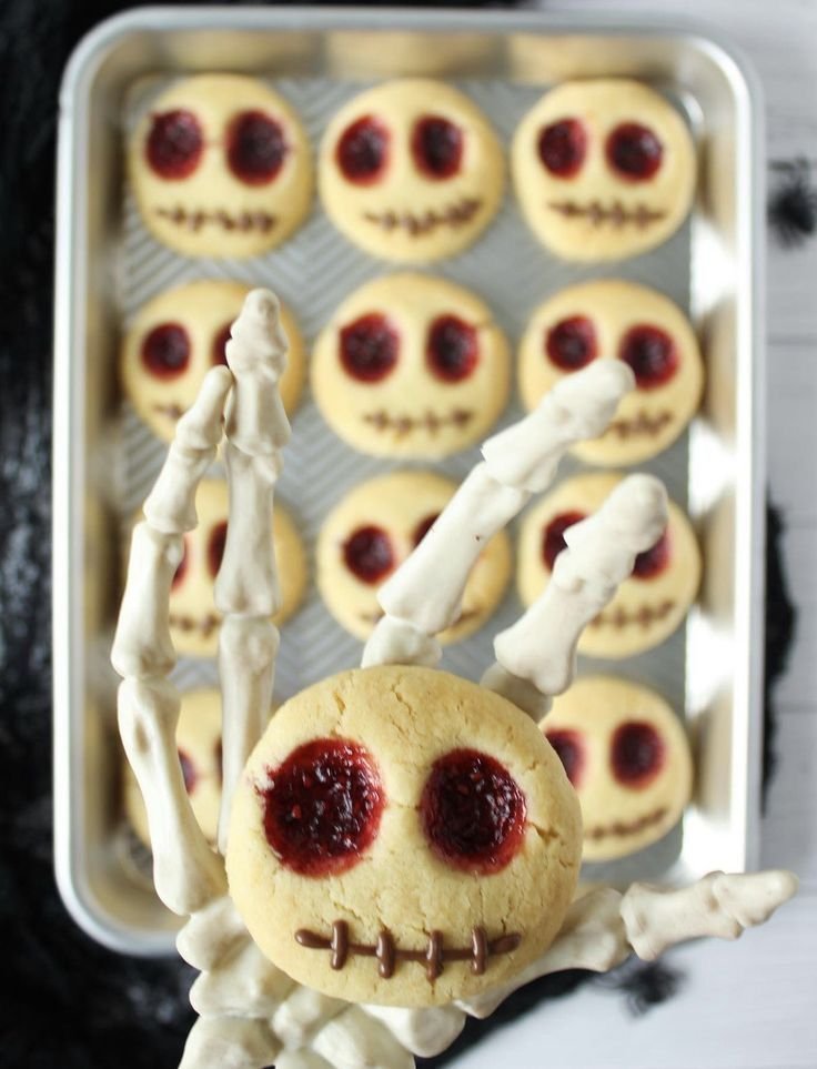 Thumbprint Cookies with Raspberry Jam | Halloween jam, Halloween recipes cookies, Easy halloween bakes