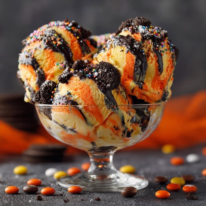 Spooky Halloween Swirl Ice Cream Delight