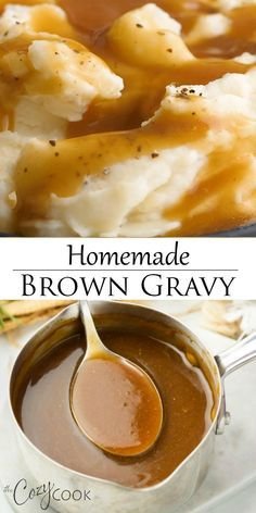 This Brown Gravy Recipe is easy to make with or without drippings and has a tasty combination of chicken and beef broth … | Gravy ideas, Easy brown gravy recipe simple, Homemade brown gravy